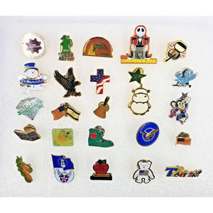 Mix Lot 25 Vintage Current Lapel Pins Assorted Themes Various Pinbacks